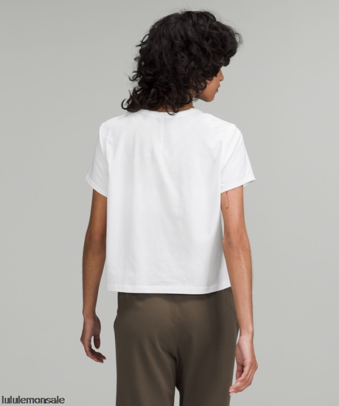 Lululemon Damen DELULU329 | Weißes Klassisches T-shirt Aus Einer Baumwollmischung